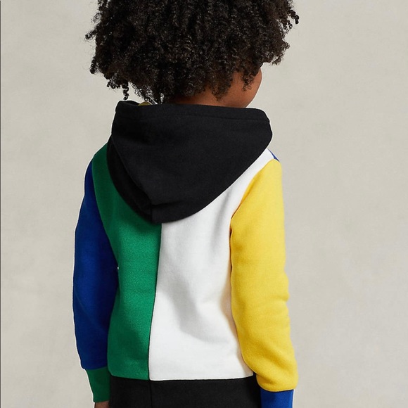 POLO RALPH LAUREN Colorblock Hoodie Fleece Sweatshirt Boys Girls Kids Size 7 - Picture 2 of 4